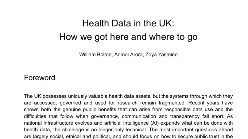 Health Data in the UK: How we got here and where to go